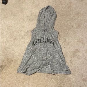 stretchy tank top with hood and Drawstrings